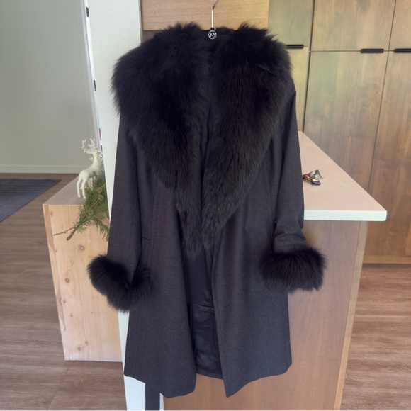 Jenni Kayne REAL FOX FUR trimmed coat with fur cuffs size 2 - Picture 7 of 7